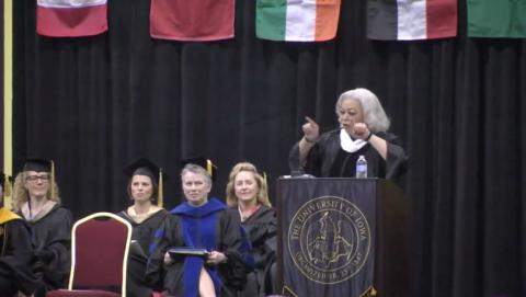 Dianne Dillon-Ridgely gives the commencement address at Tippie College of Business, University of Iowa
